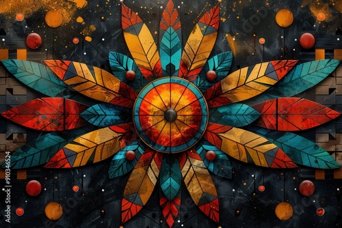 abstract background in colors and patterns for National Indigenous People' s Day photo