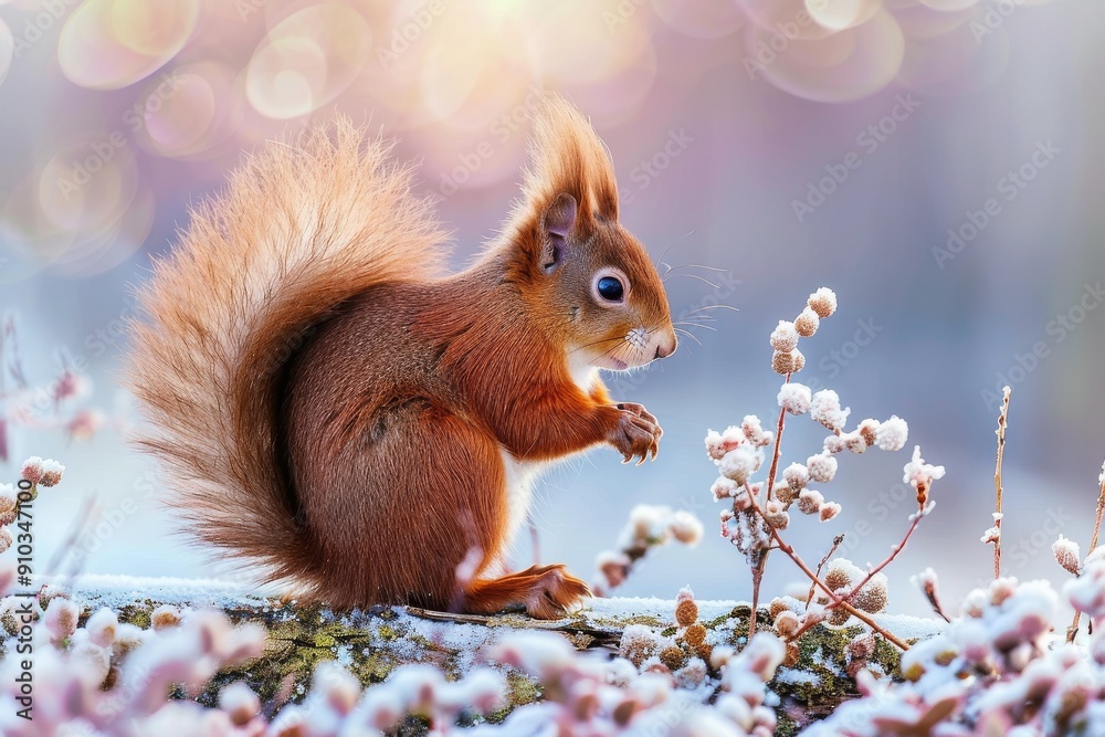 Red squirrel close-up. Beautiful simple AI generated image in 4K, unique. Red squirrel close-up. Beautiful simple AI generated image in 4K, unique.