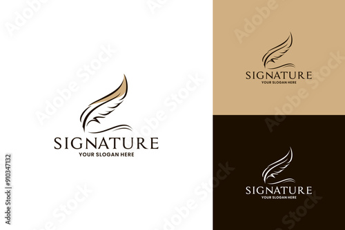 Golden quill signature logo design