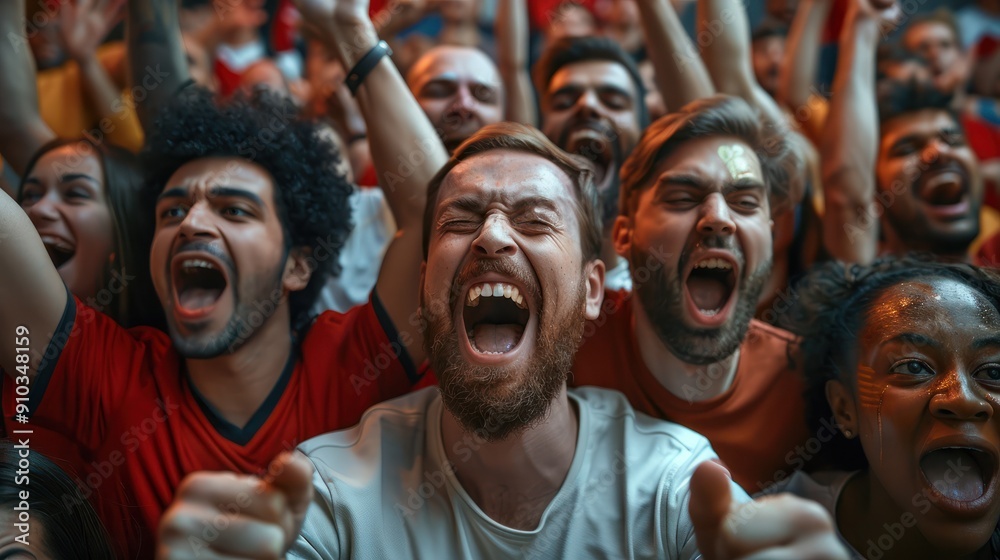 The friends cheering soccer match The friends cheering soccer match
