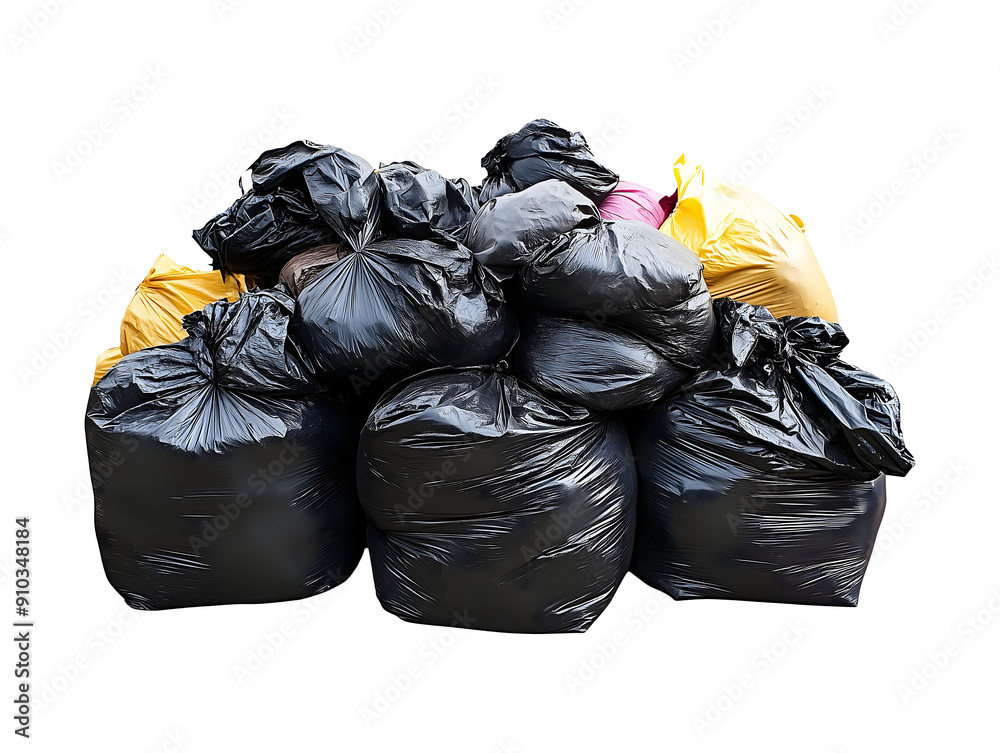 Garbage bags pile isolated on transparent or white background Garbage bags pile isolated on transparent or white background