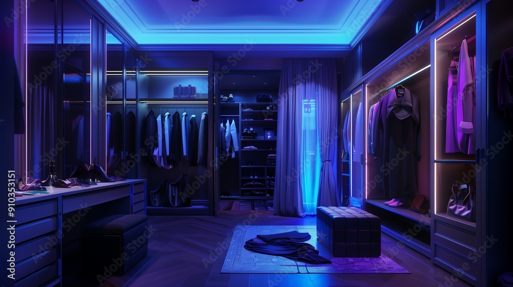 Stunning and atmospheric 3D virtual dressing room. Generative AI Stunning and atmospheric 3D virtual dressing room. Generative AI