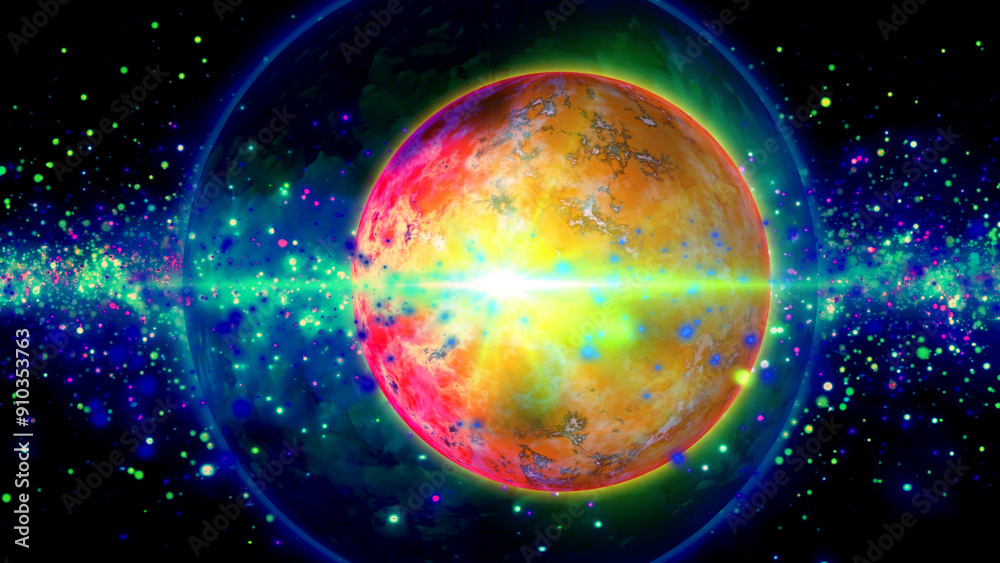 Obraz premium bright, fiery planet rotating in deep space