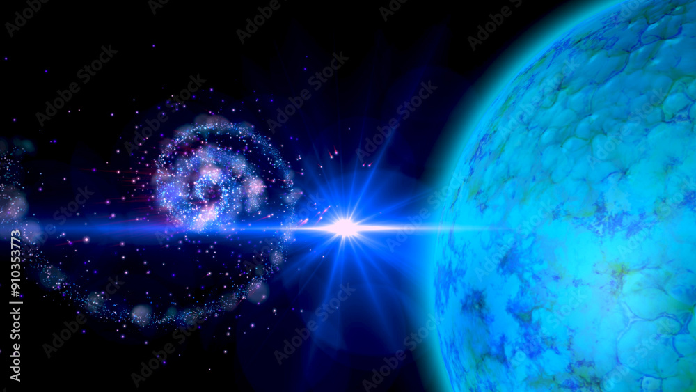 Obraz premium bright, fiery planet rotating in deep space