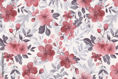 Wallpaper Mural Lovely hand drawn floral seamless pattern, cute doodle flowers great for textiles, wrapping, banners, cloth, surface - vector design. Beautiful simple AI generated image in 4K, unique. Torontodigital.ca