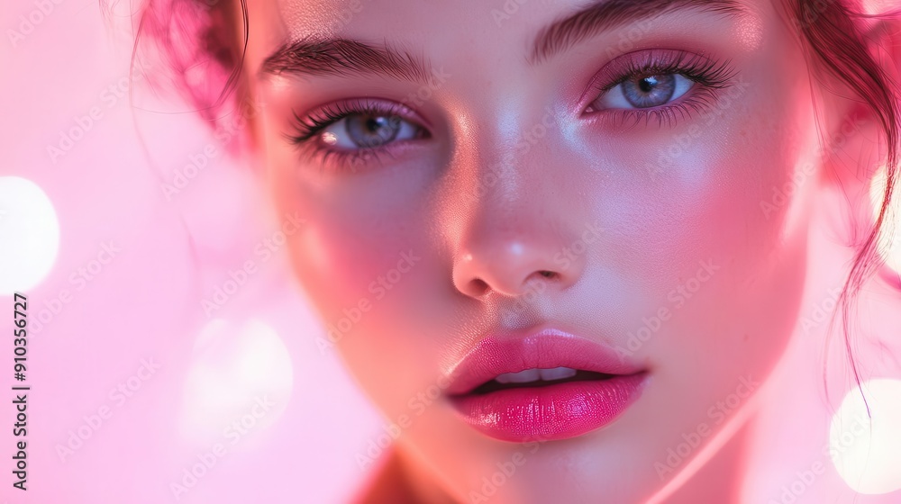 artistic portrait showcasing radiant pink makeup on flawless skin soft focus and dreamy lighting enhance the subjects elegance and beauty creating a serene and captivating image artistic portrait showcasing radiant pink makeup on flawless skin soft focus and dreamy lighting enhance the subjects elegance and beauty creating a serene and captivating image