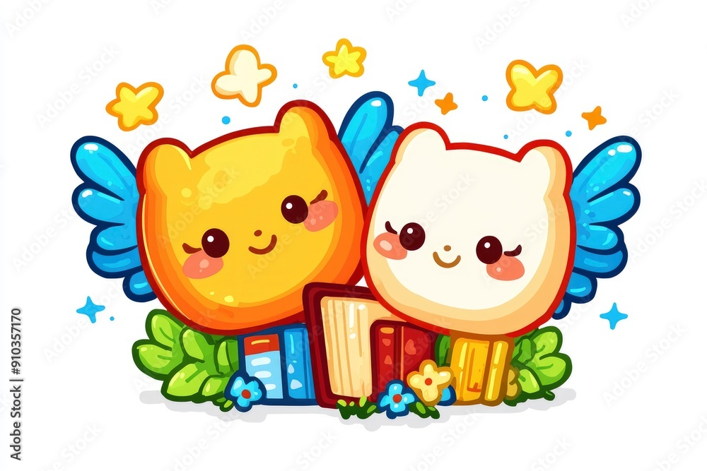 Cute Cartoon Animals Reading Books Cute Cartoon Animals Reading Books
