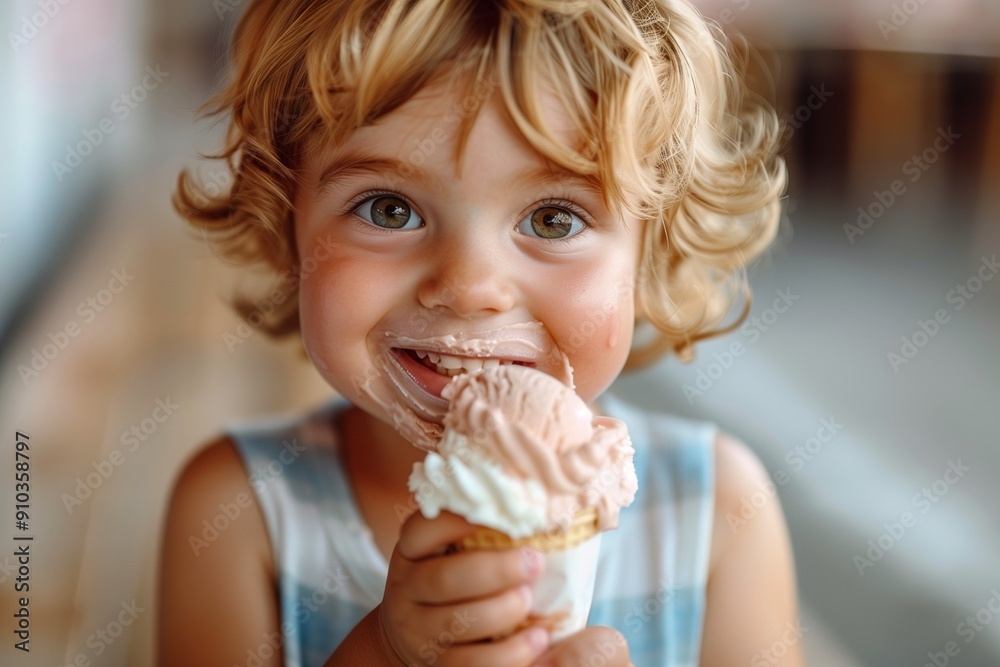 Toddler enjoying ice cream Toddler enjoying ice cream