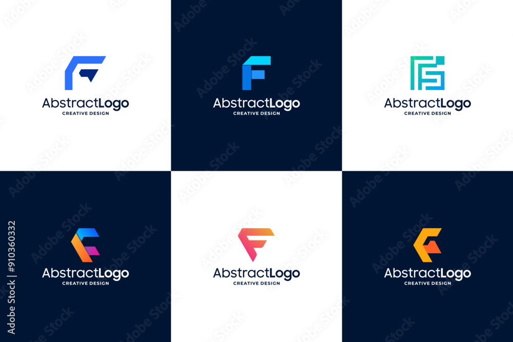 Creative letter F logo design with colorful style Creative letter F logo design with colorful style