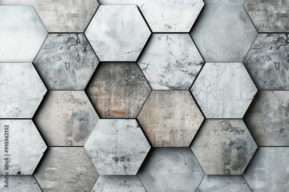 Seamless geometric pattern of hexagons in varying shades of light grey Seamless geometric pattern of hexagons in varying shades of light grey