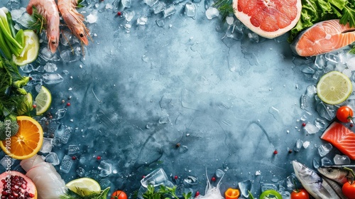 top view with copy space with frozen foods