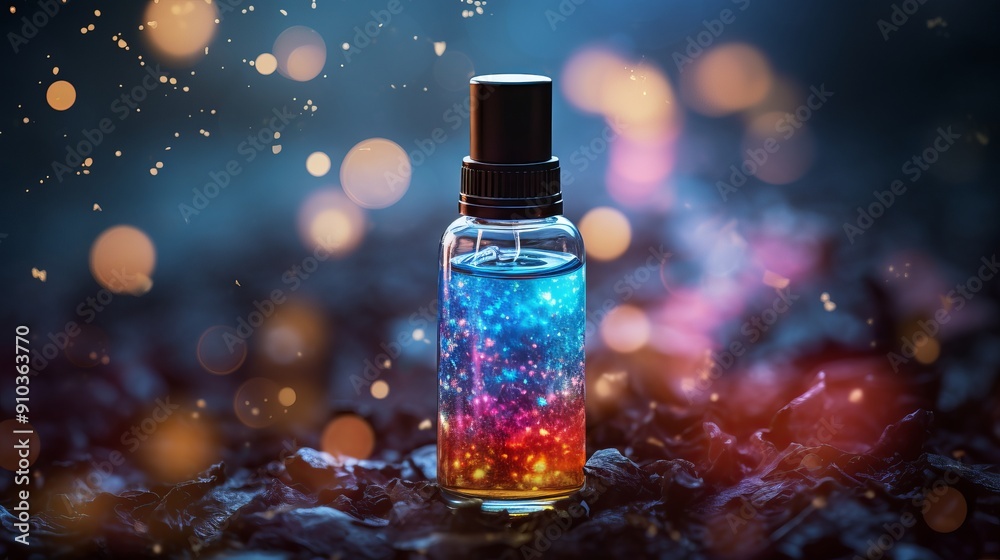 Bubble serum on bokeh: close-up of scientific serum droplet with soft bokeh background, capturing intricate details of clear bubble encased in liquid, ideal for laboratory research, skincare formulati Bubble serum on bokeh: close-up of scientific serum droplet with soft bokeh background, capturing intricate details of clear bubble encased in liquid, ideal for laboratory research, skincare formulati