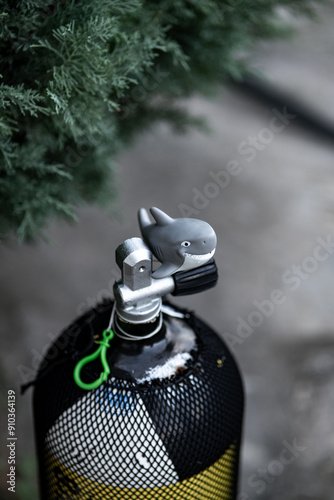 Shark on scuba diving tank photo