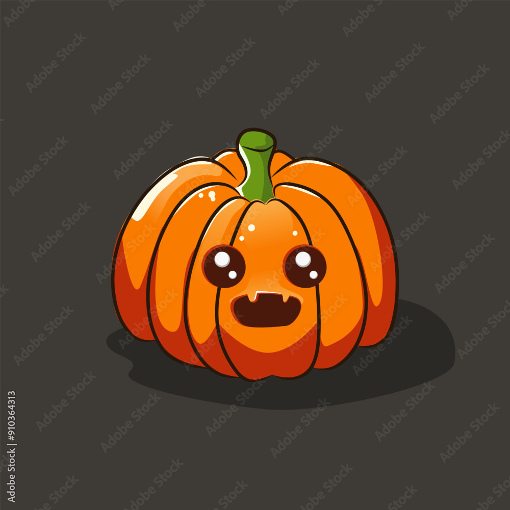 flat illustration of cute pumpkin cartoon character with a big smile and big eyes, perfect for halloween element decorations, greeting card, or children's book flat illustration of cute pumpkin cartoon character with a big smile and big eyes, perfect for halloween element decorations, greeting card, or children's book