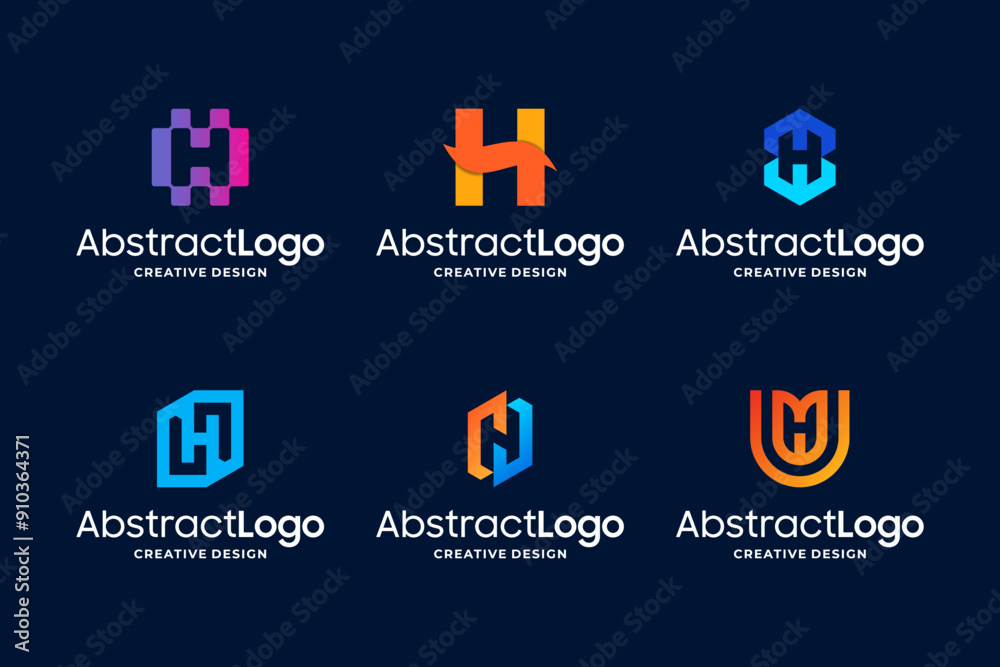 Set of letter H logo design with colorful theme Set of letter H logo design with colorful theme
