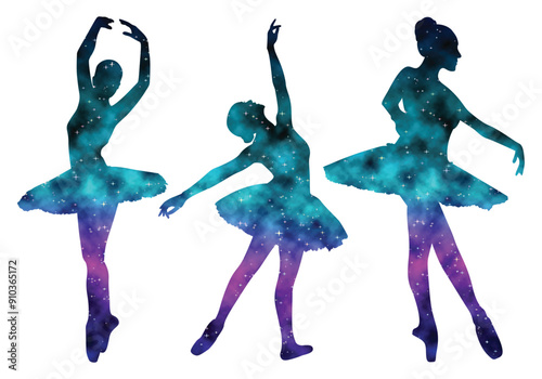 Watercolor silhouettes woman ballet dancing Vector art