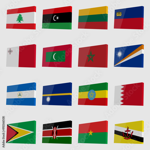 Free Download Big set of isometric country flags - GFXLoad