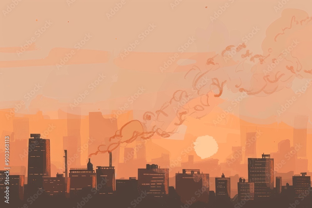 Stunning urban sunset view from a high-rise building's rooftop with cityscape silhouettes and modern glass architecture.. Beautiful simple AI generated image in 4K, unique. Stunning urban sunset view from a high-rise building's rooftop with cityscape silhouettes and modern glass architecture.. Beautiful simple AI generated image in 4K, unique.