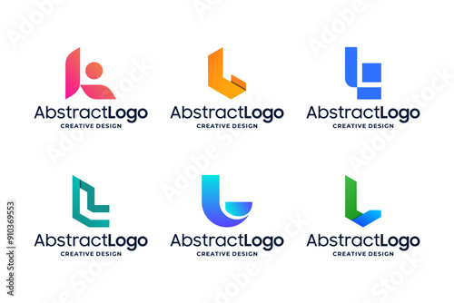 Set of Modern letter L logo design with creative concept