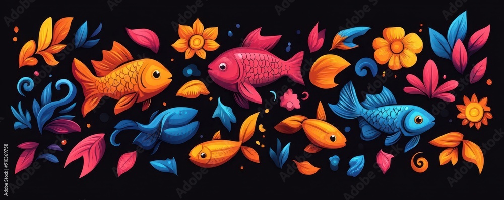 Mandala with Fish Fish patterns forming part of the mandala Mandala with Fish Fish patterns forming part of the mandala