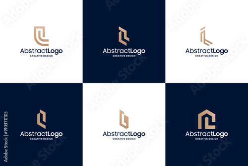 Set of unique monogram letter L logo design