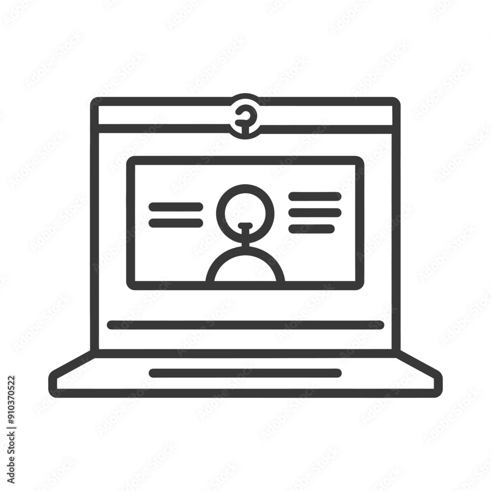 Laptop Screen Displaying Profile Icon and Menu Lines Laptop Screen Displaying Profile Icon and Menu Lines