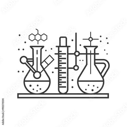 Laboratory Equipment with Flasks a Test Tube and a Honeycomb