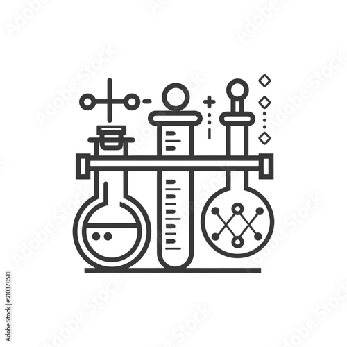 Laboratory Equipment with Beaker Flask and Measuring Cylinder