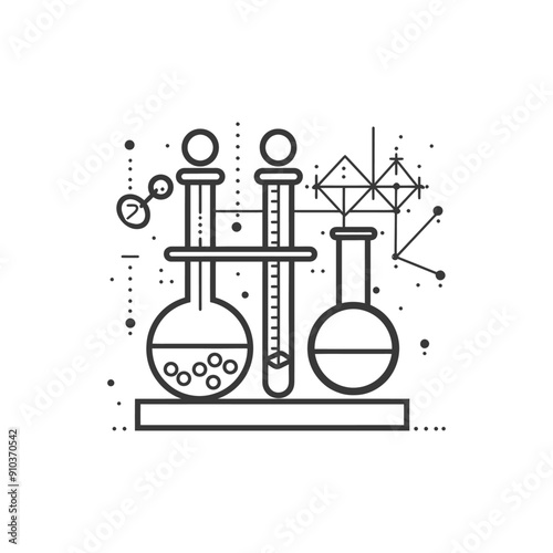 Laboratory glassware including beakers flasks and a graduated cylinder