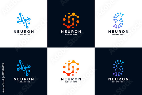 Set of gradient letter S connect logo design