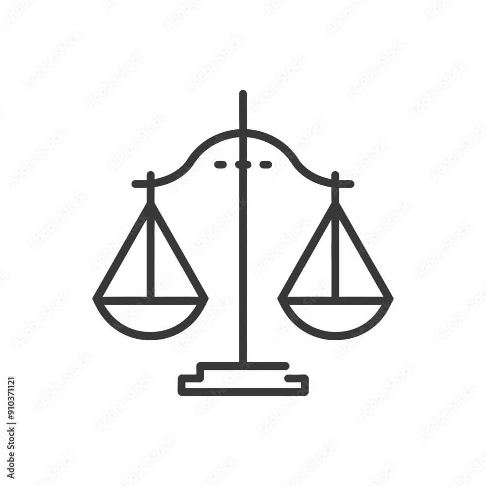 Line art illustration of a balance scale Line art illustration of a balance scale