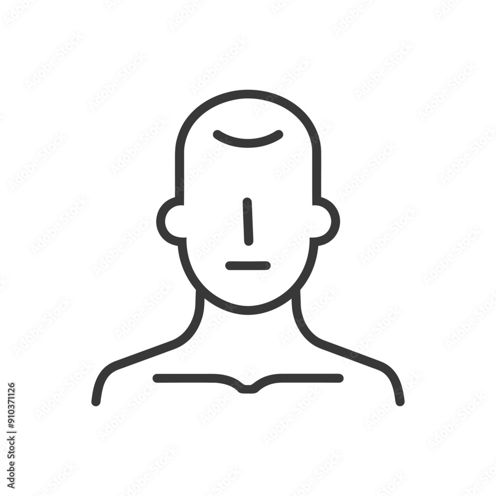 Line art illustration of a bald persons head and shoulders Line art illustration of a bald persons head and shoulders