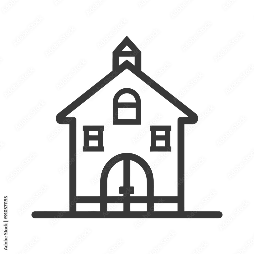 Line Art Illustration of a Barn Building with a Door and Windows Line Art Illustration of a Barn Building with a Door and Windows