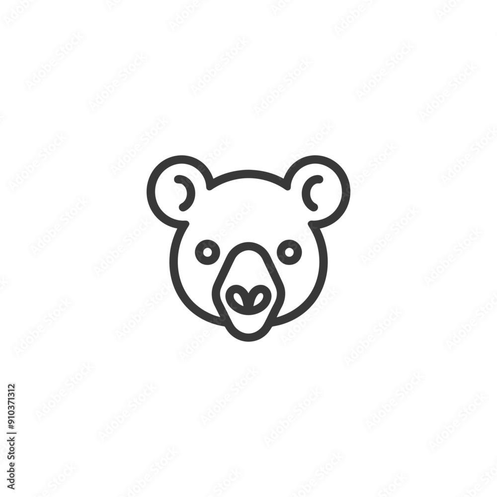 Line Art Illustration of a Bears Face Line Art Illustration of a Bears Face