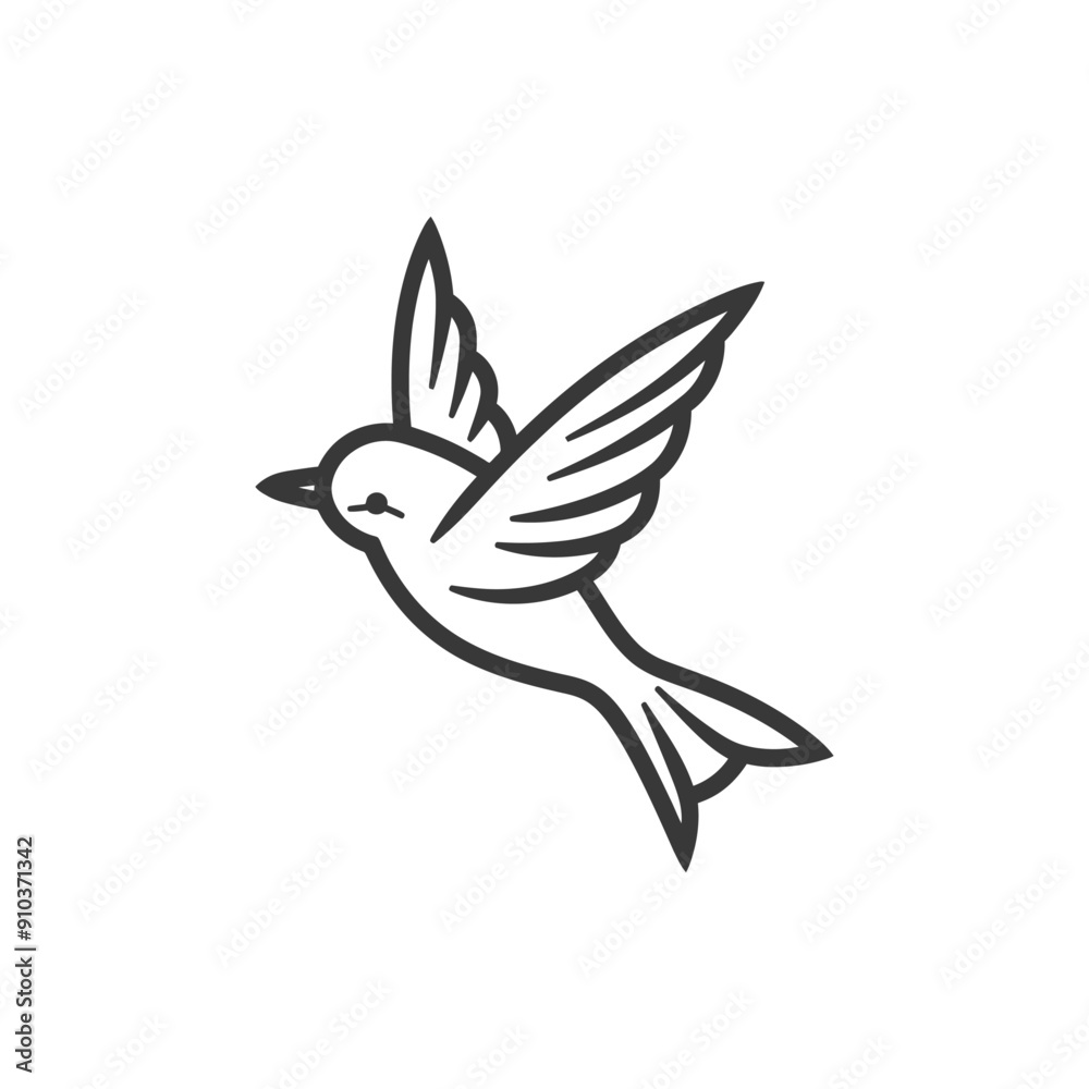 Obraz premium Line art illustration of a bird in flight