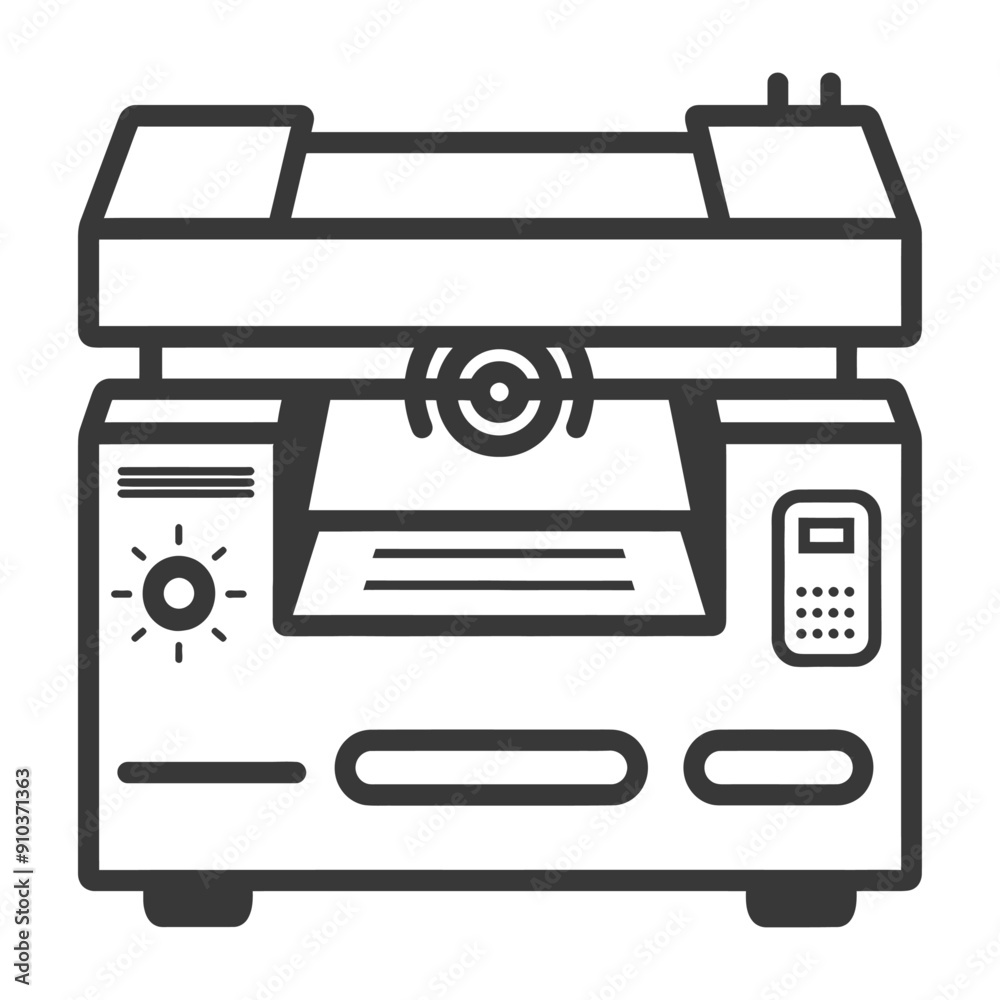 Line Art Illustration of a Black and White Office Copier Machine Line Art Illustration of a Black and White Office Copier Machine