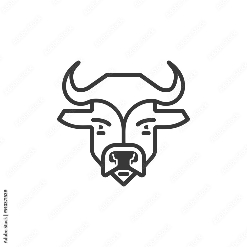 Line Art Illustration of a Bulls Head Line Art Illustration of a Bulls Head