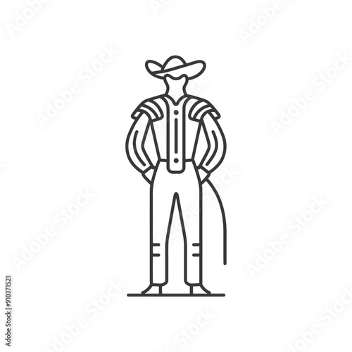 Line Art Illustration of a Bullfighter in Traditional Costume