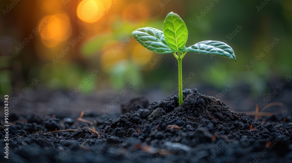 A New Beginning: A Small Plant Emerging from the Soil A New Beginning: A Small Plant Emerging from the Soil