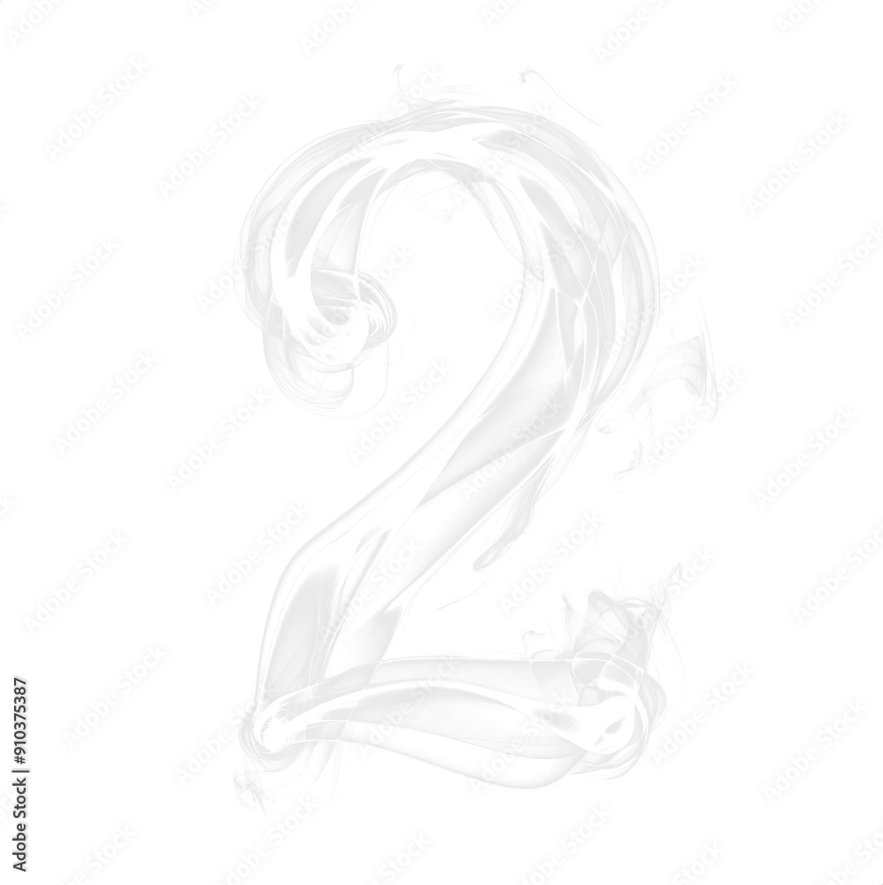 Number Two made of smoke. White smoke alphabet collection with numbers, special characters and letters. Isolated transparent background PNG. Number Two made of smoke. White smoke alphabet collection with numbers, special characters and letters. Isolated transparent background PNG.