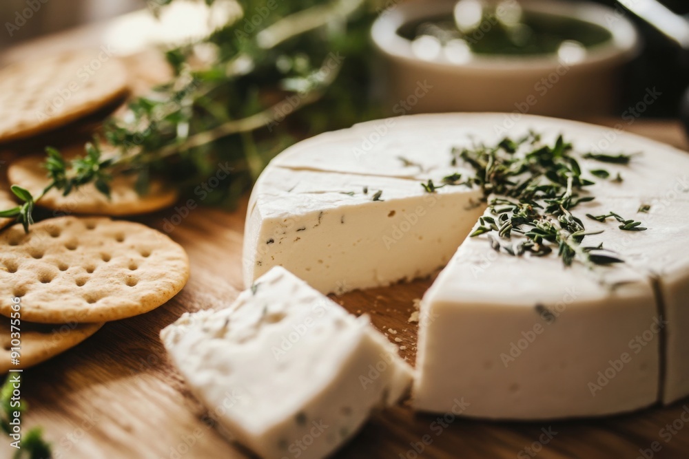 Herb-Topped Cheese Wheel with Crackers Herb-Topped Cheese Wheel with Crackers