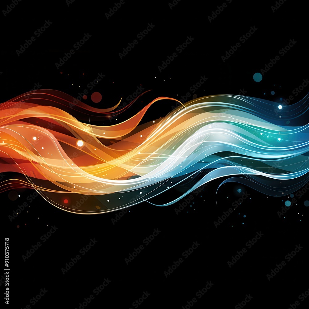 Colorful Abstract Rainbow Waves on Dark Background Colorful Abstract Rainbow Waves on Dark Background