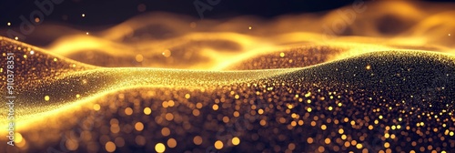 Abstract Golden Glitter Wave Background - A mesmerizing abstract background featuring a shimmering golden wave. The image evokes feelings of luxury, wealth, and success, making it ideal for presentati photo