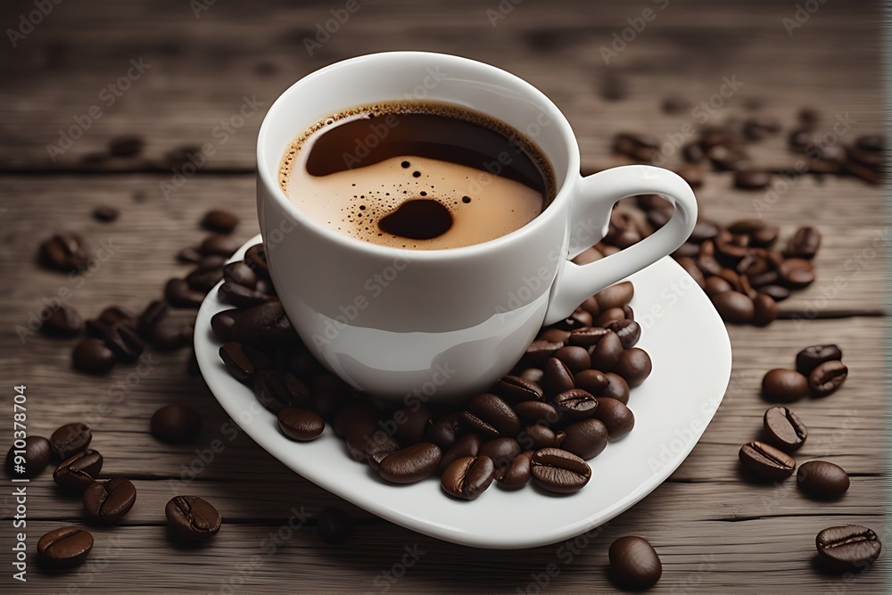 cup of coffee with beans cup of coffee with beans