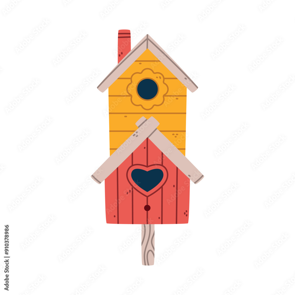 Bird House and Wooden Nesting Box Vector Illustration Bird House and Wooden Nesting Box Vector Illustration