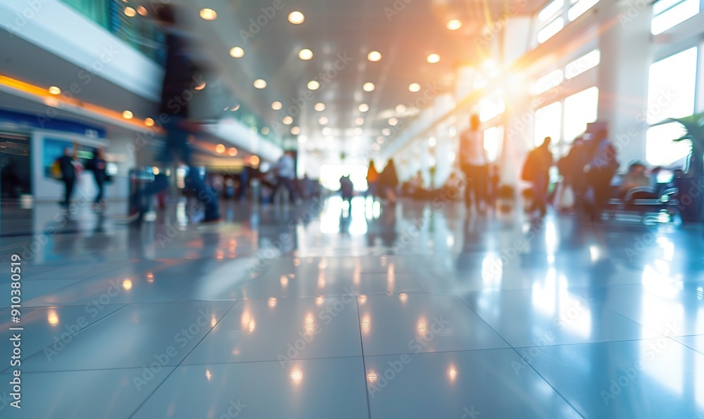 Blurred people in motion in airport terminal Blurred people in motion in airport terminal