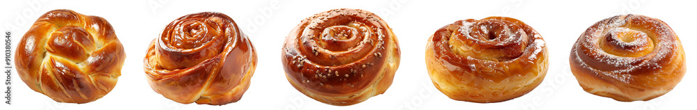 Fototapeta premium Pack of sweet bun set isolated against a transparent background