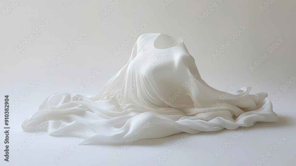 ethereal floating tshirt sculpted from pure light its form barely visible against a stark white backdrop embodying minimalism and purity ethereal floating tshirt sculpted from pure light its form barely visible against a stark white backdrop embodying minimalism and purity
