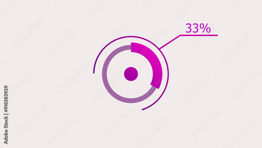 33% circle loading icon diagrams Infographics background. Abstract storage pie chart symbol background illustration.