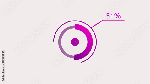 51% circle loading icon diagrams Infographics background. Abstract storage pie chart symbol background illustration.